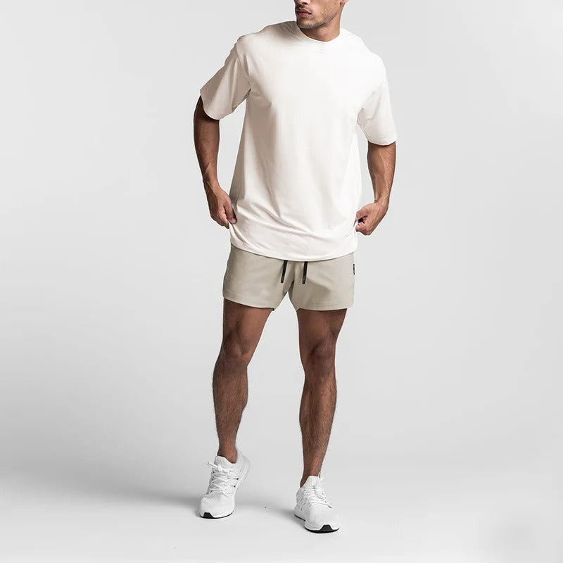 Krótkie spodenki z materiału syntetycznego